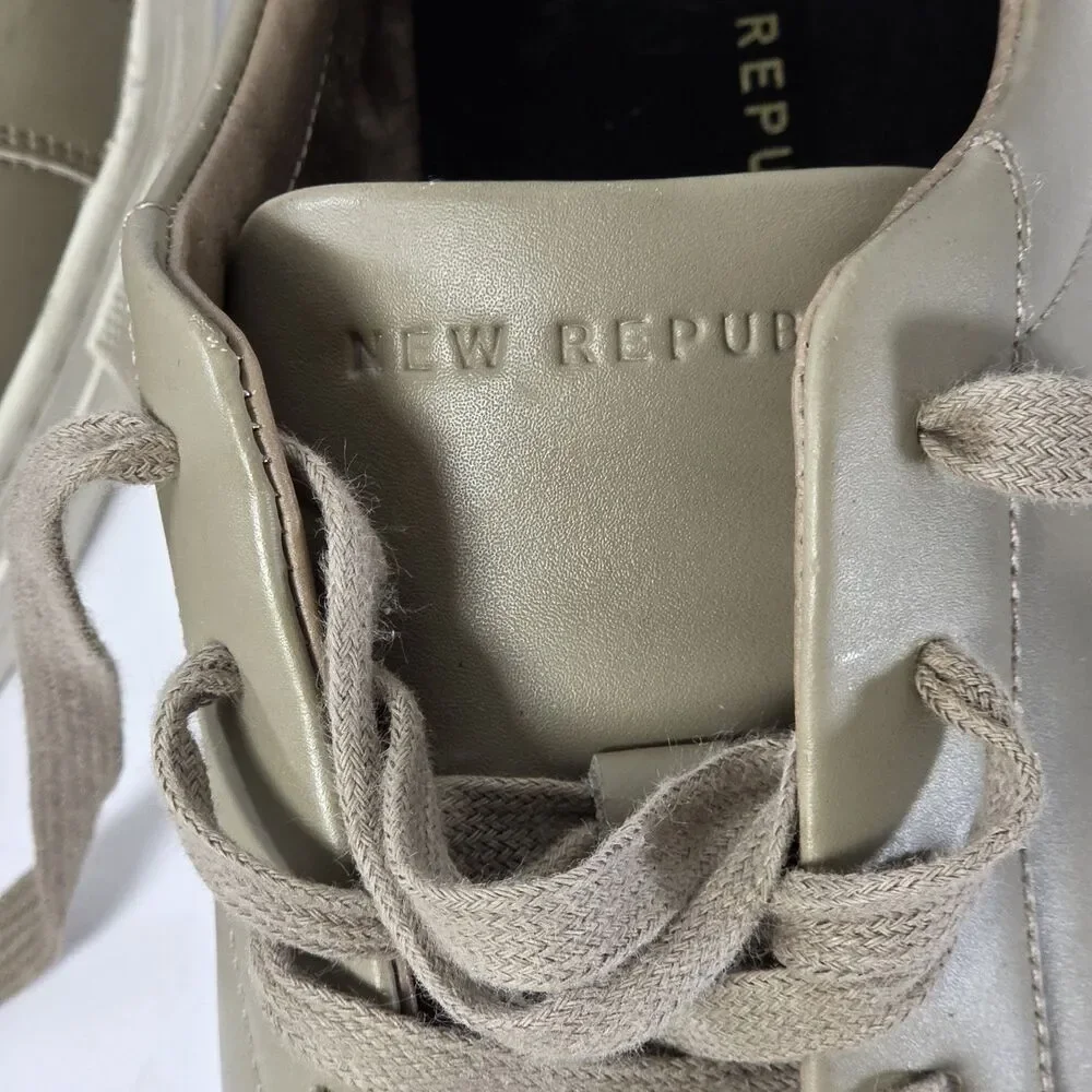 New Republic Kurt Sneakers Men 11.5 Leather Taupe Minimalist Preppy Casual Shoes